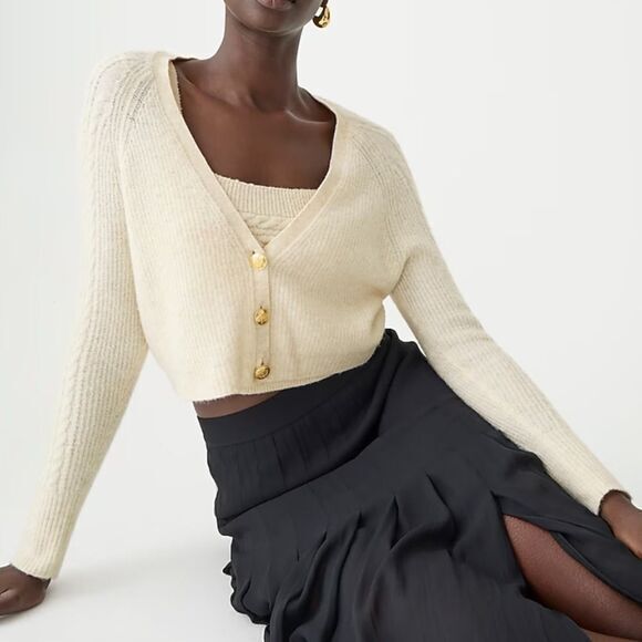 J. Crew Sweaters - NEW J. Crew Supersoft cropped cable-knit sweater-tank set in Hthr Natural, M‎